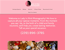 Tablet Screenshot of ladyinpinkphotography.com